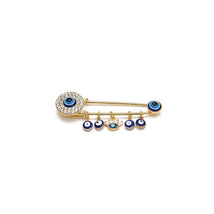 Macrobaby - Evil Eye Dropping Oil Blue Turkish Evil Eye Tassel Brooch Pin Gold Image 1