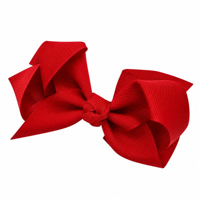 MacroBaby medium red grosgrain hair bow on a white background