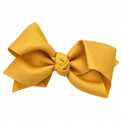 Medium yellow ribbed hair bow by MacroBaby