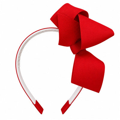 MacroBaby red headband arc with a large red fabric bow