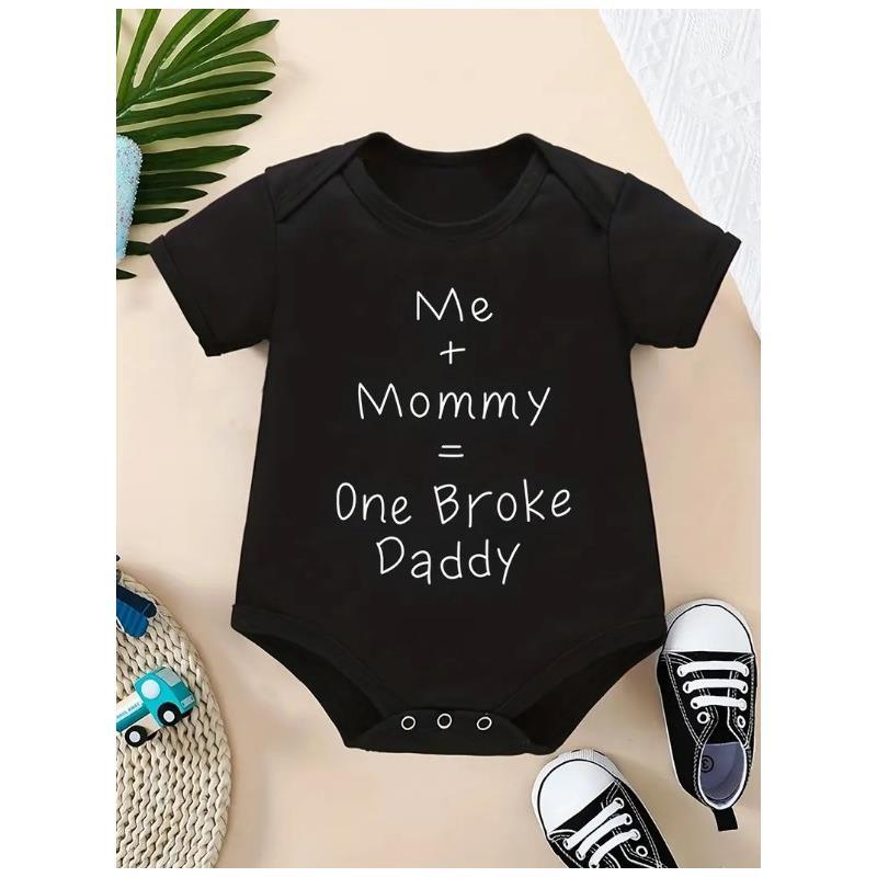 Macrobaby - Me+Mommy=One Broke Daddy Short Sleeve Onesie, Black Image 1