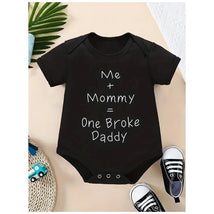 Macrobaby - Me+Mommy=One Broke Daddy Short Sleeve Onesie, Black Image 1