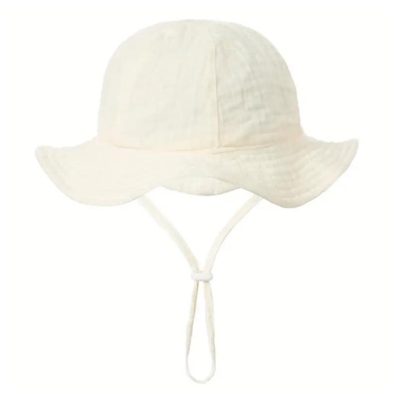 Macrobaby - Protective & Stylish Baby Bucket Hat, Creamy White Image 1