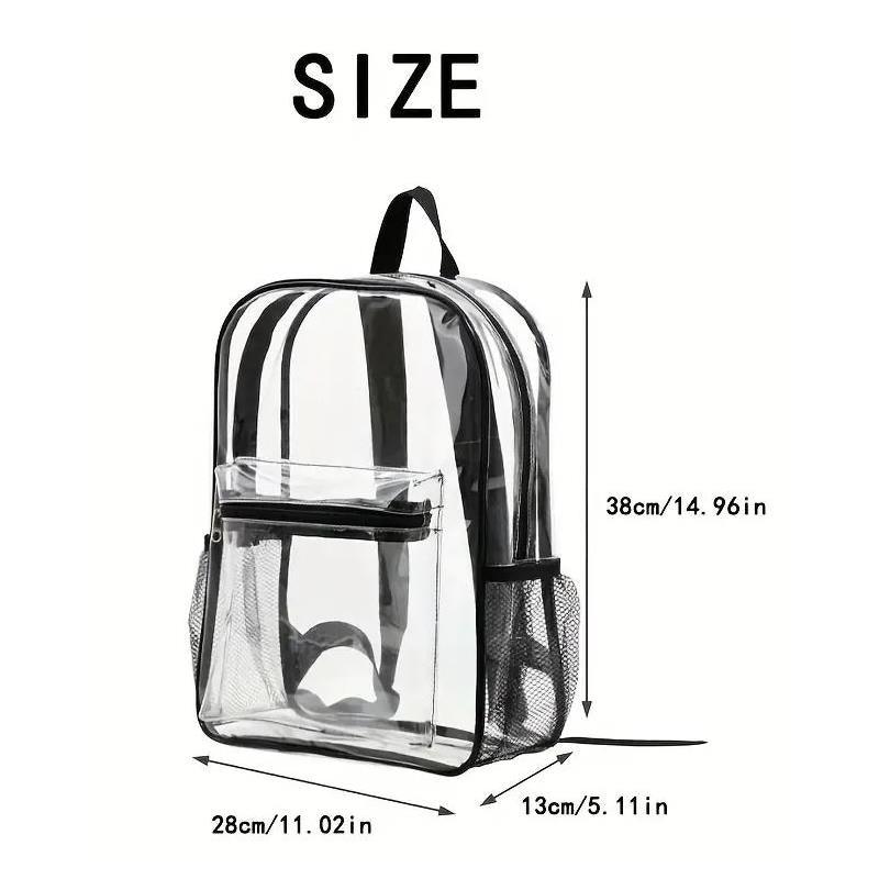 Macrobaby - Transparent Large Capacity School Backpack, Clear & Black Image 2