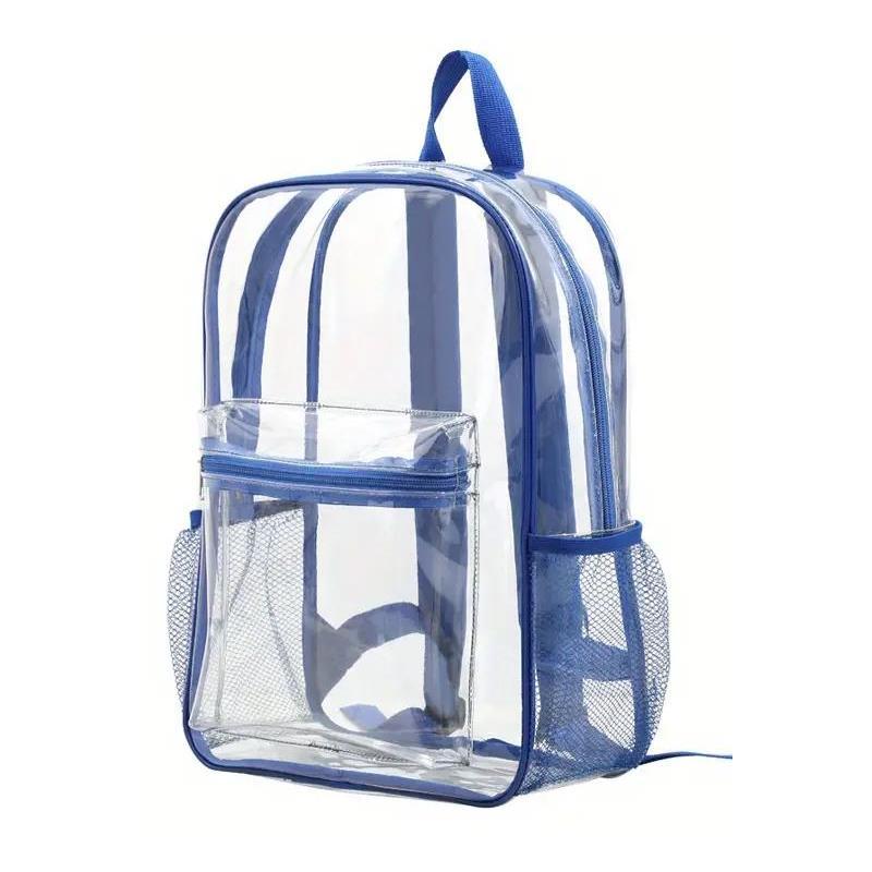 Macrobaby - Transparent Large Capacity School Backpack, Clear & Blue Image 1
