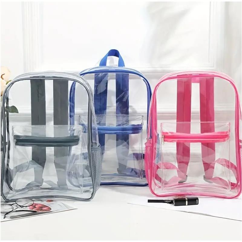 Macrobaby - Transparent Large Capacity School Backpack, Clear & Grey Image 5