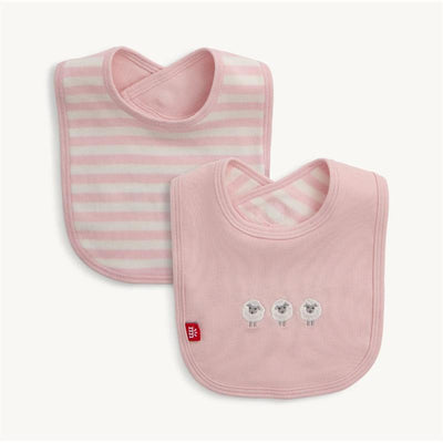 Magnetic Me - 2Pk Pink Stripe Organic Cotton Reversible Bib One Size Image 1