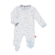 Magnetic Me - Baby Airplanes Organic Cotton Magnetic Footie Image 1