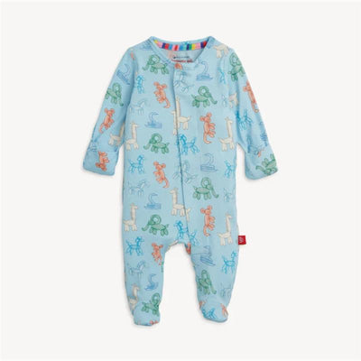 Magnetic Me - Baby Blue Party Animals Glow Dark Modal Footie Image 1