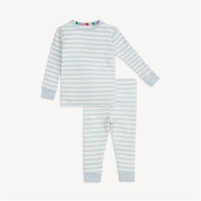 Magnetic Me - Baby Boy Blue Stripe Organic Cotton Long Sleeve Pajamas Image 1