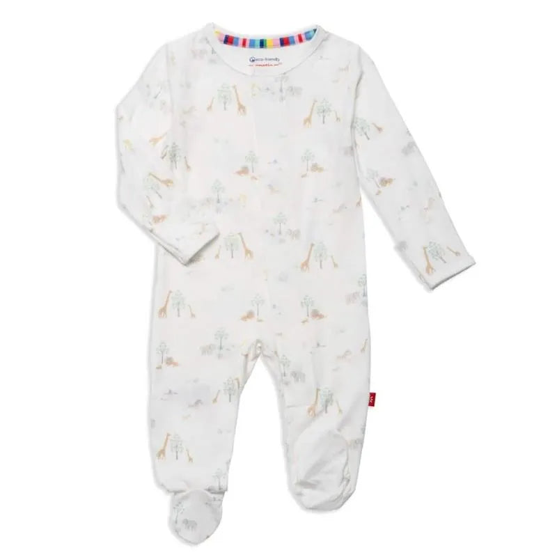 Magnetic Me - Baby Cotton White Safari Footie Image 2