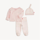 Magnetic Me - Baby Girl Pink Stripe Organic Cotton Kimono Image 1