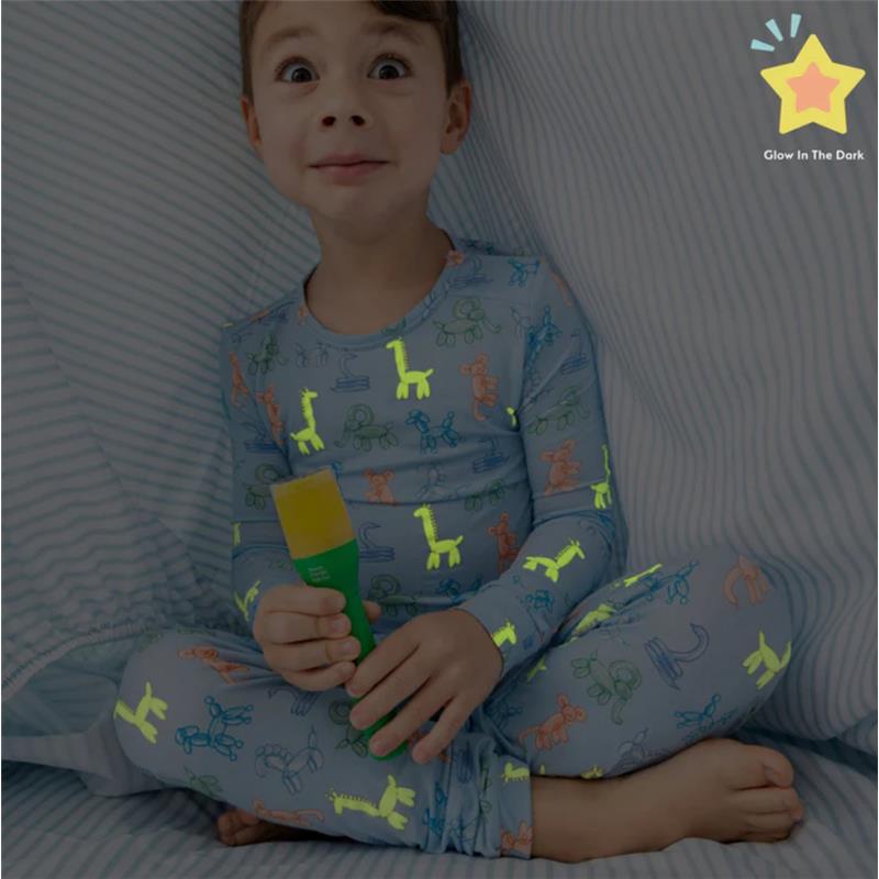 Magnetic Me - Blue Party Animals Glow In The Dark Mo Long Sleeve Pajamas Image 4