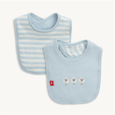 Magnetic Me - Blue Stripe Organic Cotton Reversible Bib Image 1