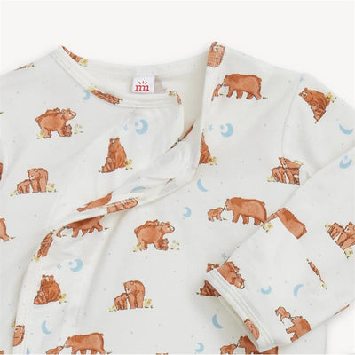 Modal kimono featuring a bear print, with images of bears and moons, designed for infants.