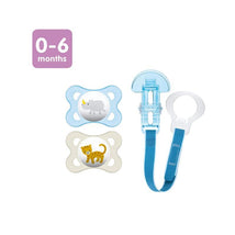 MAM 2-Pack 0-6 Months Animal Pacifiers & Pacifier Clip - Boy Image 2