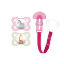 MAM 2-Pack 0-6 Months Animal Pacifiers & Pacifier Clip - Girl Image 1