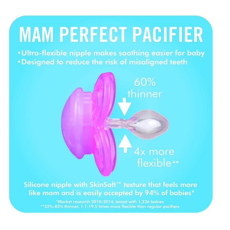 MAM 2-Pack 0-6M Perfect Pacifier - Pink/Purple Image 3
