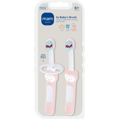 Mam - 2Pk Baby Toothbrush Pink, 6M Image 1
