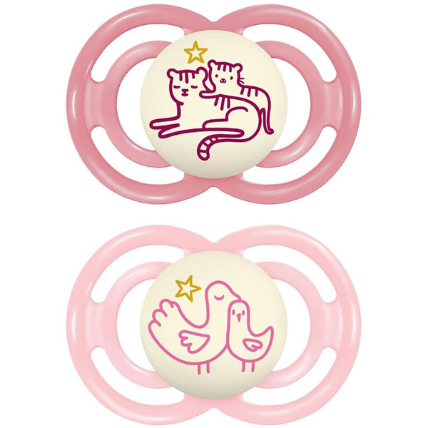 Mam - 2Pk Perfect Night Baby Pacifier Girl, 6/16M | MacroBaby