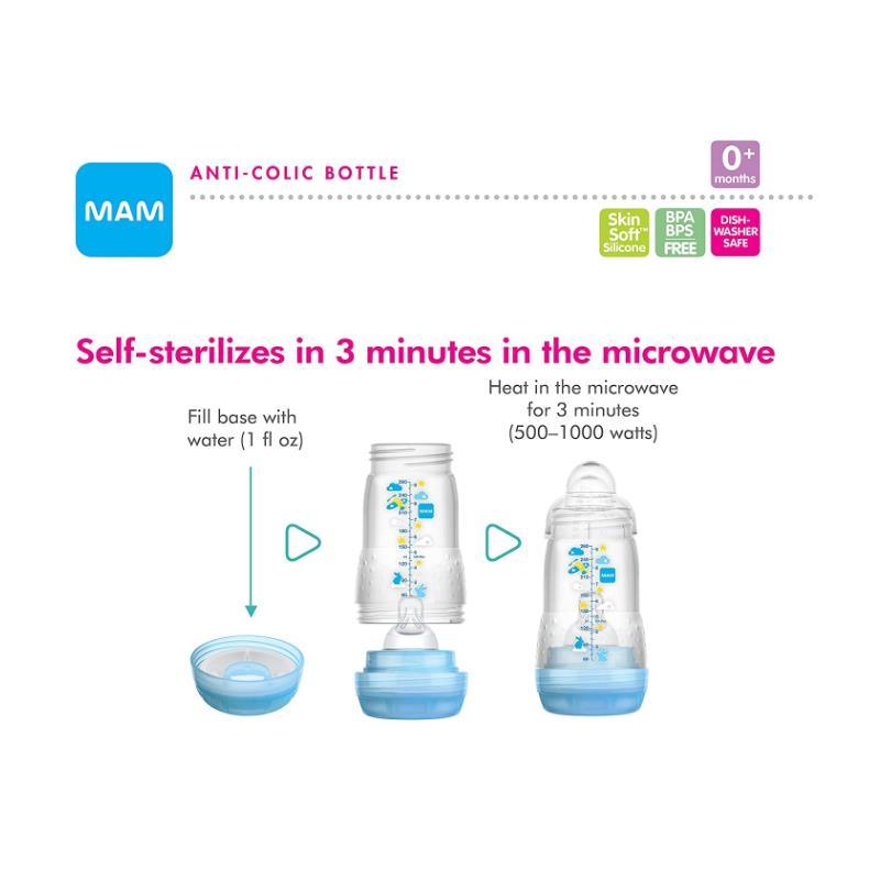 Mam - 2Pk Anti-Colic Baby Bottles 5Oz Slow Flow, Unisex White Image 8