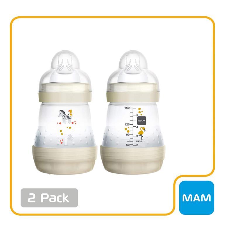 Mam - 2Pk Anti-Colic Baby Bottles 5Oz Slow Flow, Unisex White Image 3