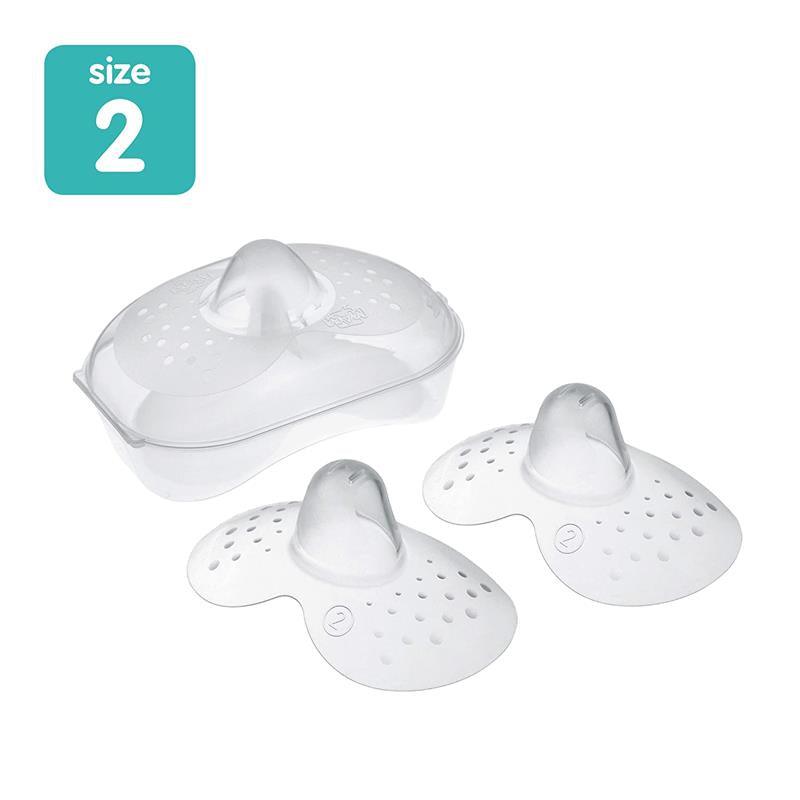 Mam Breastfeeding Nipple Shields with Sterilizing Storage Case, Nipple Shields for Nursing Newborn, Size 2 Regular 23mm, 2-Count, Clear