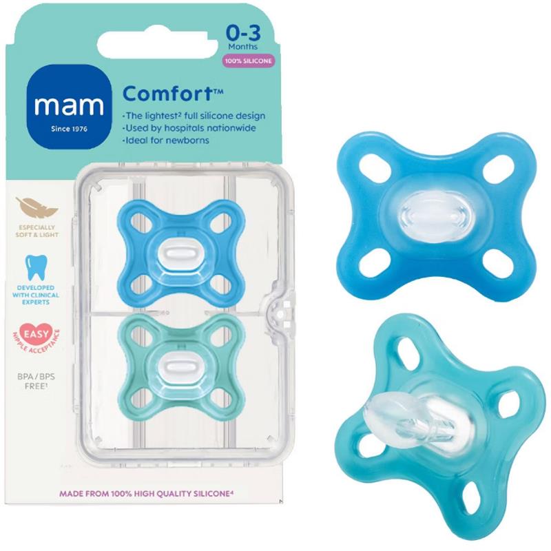 Mam 2Pk Pacifier Comfort Assorted 0/3M