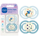 MAM 2Pk Perfect Baby Premium Pacifier 16+ Months, Extra Thin Nipple, Glows in The Dark Boy Image 1
