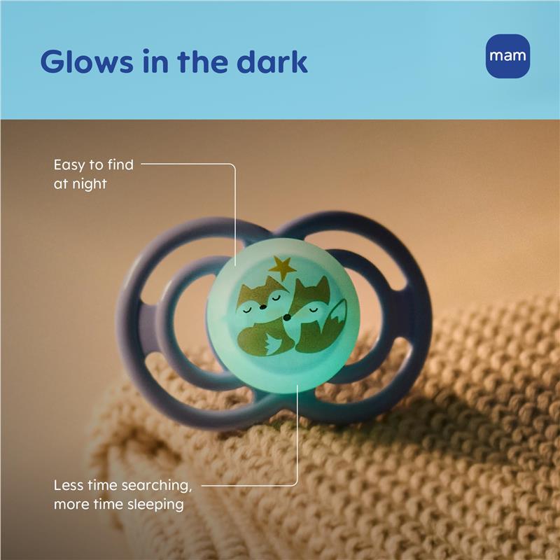 MAM 2Pk Perfect Baby Premium Pacifier 16+ Months, Extra Thin Nipple, Glows in The Dark Boy Image 5