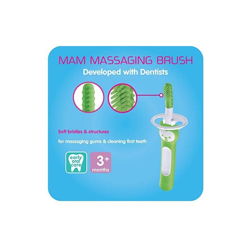MAM 3+ Months Massaging Baby Toothbrush, Gum Cleaner and Massager - Blue Image 7