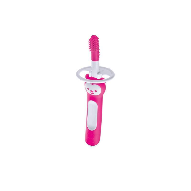 MAM 3+ Months Massaging Baby Toothbrush, Gum Cleaner and Massager - Pink Image 1