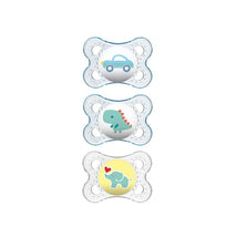 MAM 3-Pack 0-6M Silicone Pacifiers - Blue/Clear Image 1