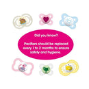 MAM 3-Pack 0-6M Silicone Pacifiers - Pink/Clear Image 3