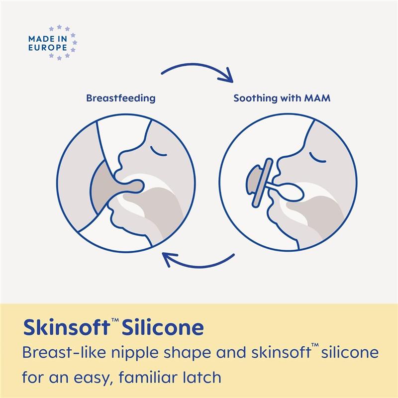 Mam - 2Pk Air Night Baby Pacifiers for Sensitive Skin Girl, Glows in The Dark, 6/16M Image 4