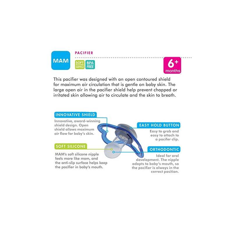 MAM Air Orthodontic Pacifier, Boy, 6+ Months, 2-Count Image 7