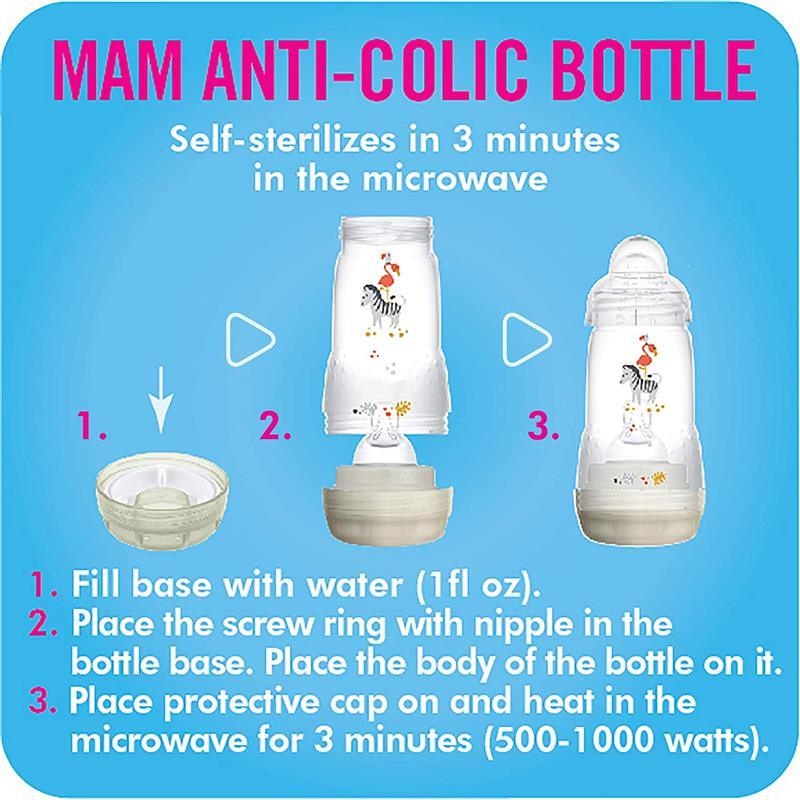 Mam - 2Pk Baby Bottles Anti Colic 9Oz, White Image 4