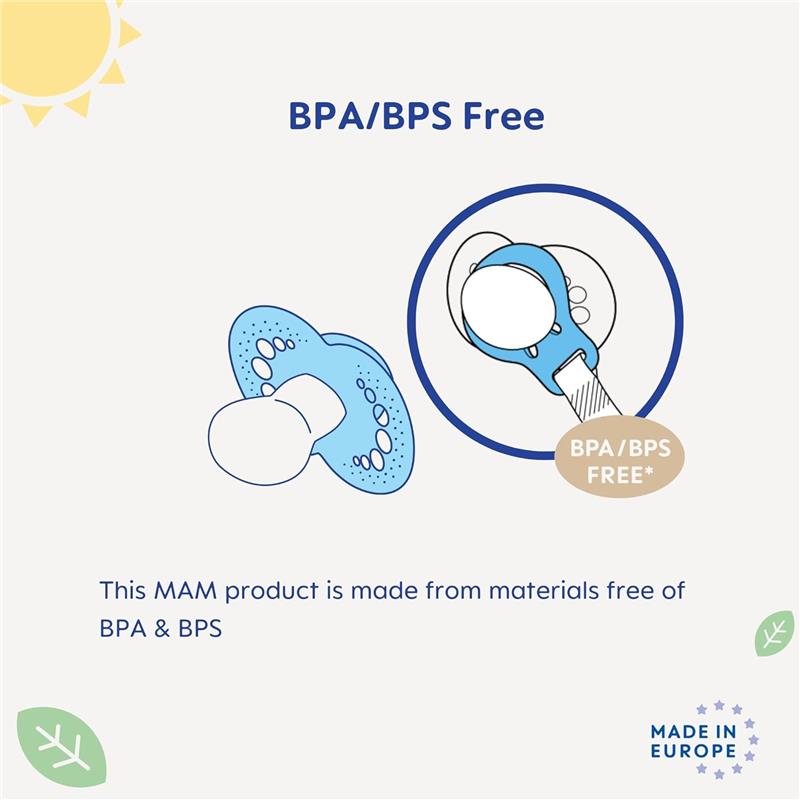 Mam - 2Pk Clips for Pacifiers with Fasteners and Flexible Rings Boys, Designs May Vary Image 3