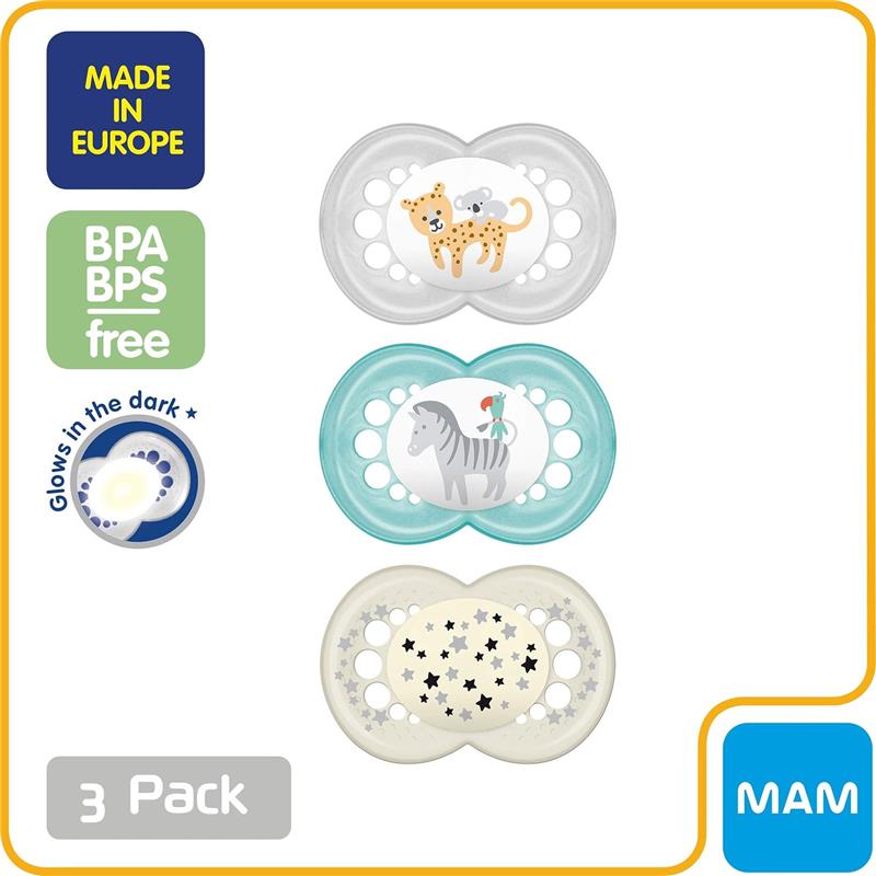 Mam - 3Pk Original Day & Night Baby Pacifier, Glows in The Dark, 6/16M Image 2