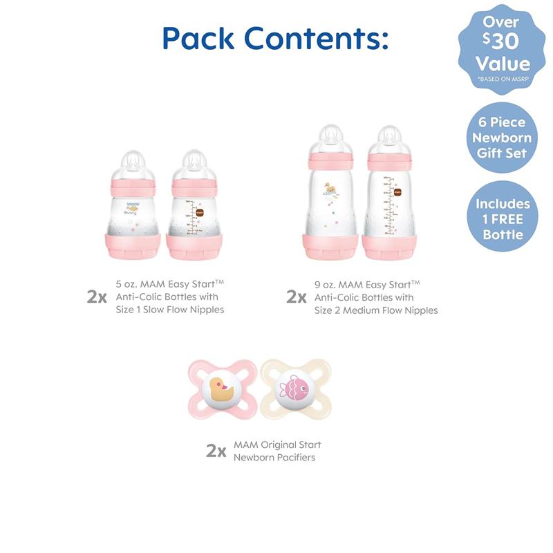 Mam - 6Pk Feed & Soothe Feeding Set Girl, 0/3M Image 9