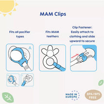 Mam - 2Pk Pacifier Clips for Baby Girl, 0M+ Image 2