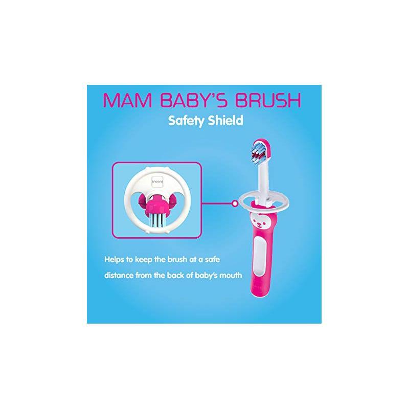 MAM Learn to Brush Baby Toothbrush Set 5+M - Pink Image 5