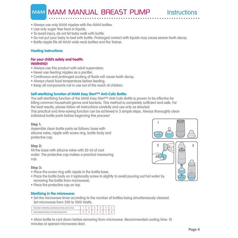 Mam Manual Breast Pump, Portable Breast Pump With Easy Start Anti-Colic Baby Bottle, Includes 2 Bottle Nipples, Unisex Image 2