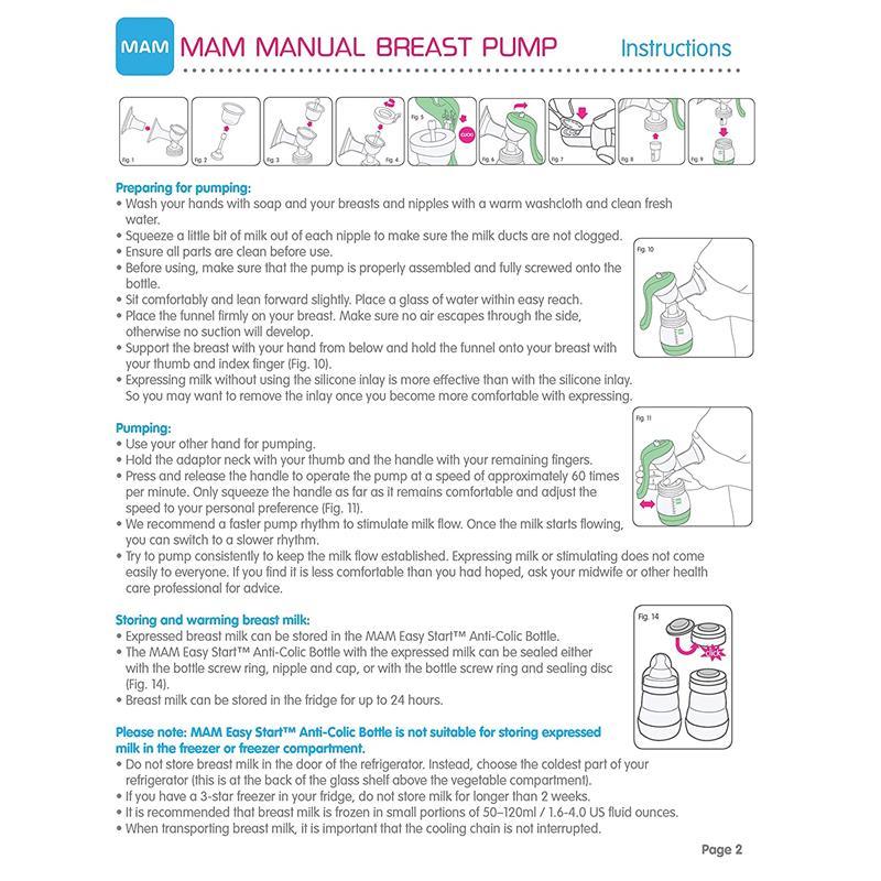 Mam Manual Breast Pump, Portable Breast Pump With Easy Start Anti-Colic Baby Bottle, Includes 2 Bottle Nipples, Unisex Image 4
