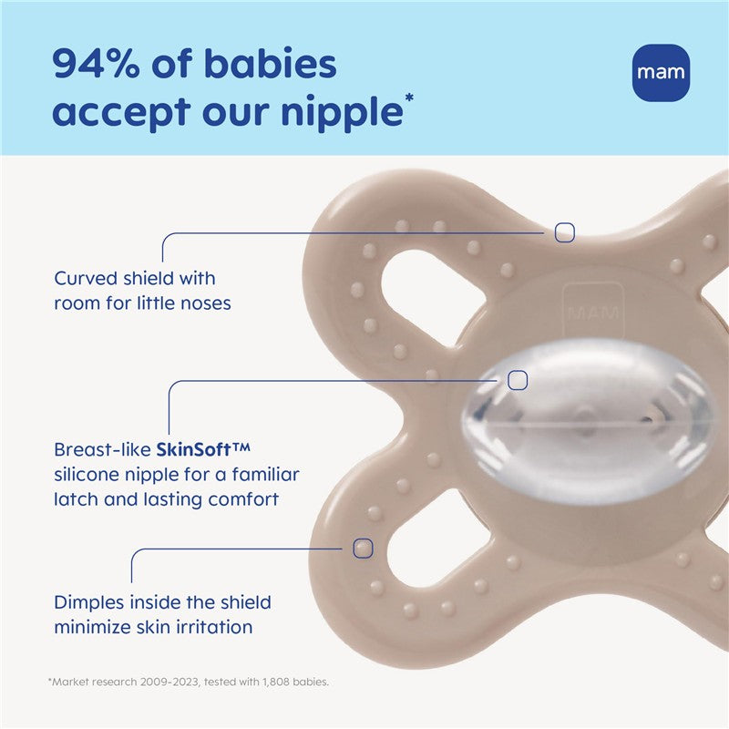 MAM Original Start Matte Baby Pacifiers 0-3 Mths, BPA-Free Skin Soft Silicone Nipple, Developed with Medical Experts Specially for Smaller Newborn  Image 3