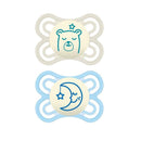 MAM's 2-Pack 0-6 months Perfect Night Pacifiers - Blue Image 1