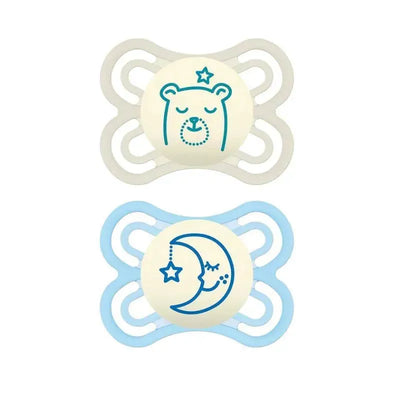 MAM's 2-Pack 0-6 months Perfect Night Pacifiers - Blue Image 1