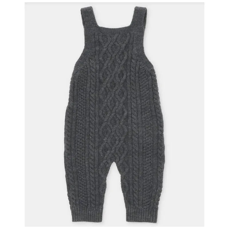Martin Aranda - Baby Boy Separate Knit Short Overall Moutard, Light Grey Image 2