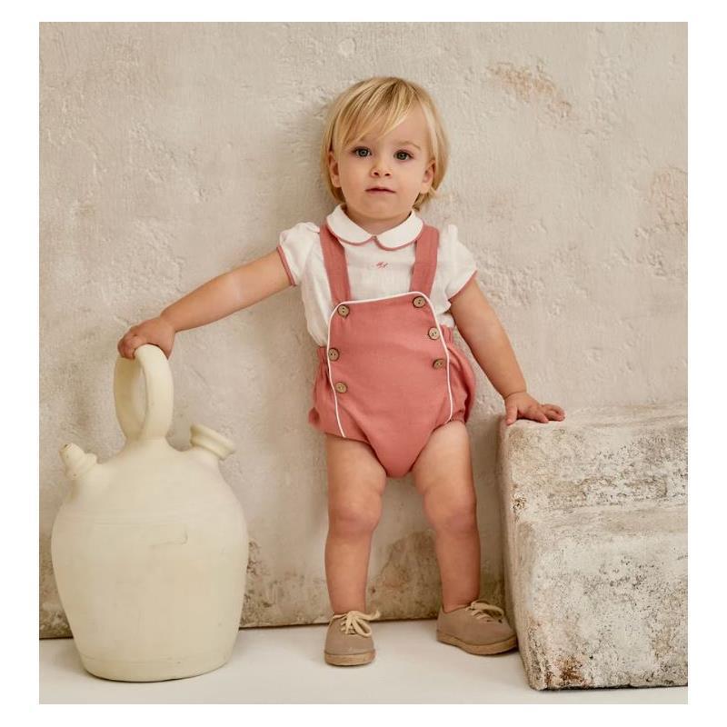 Martin Aranda - Baby Boy Set Shirt & Overall Woven Boy Marsala, White/Light Pink Image 2