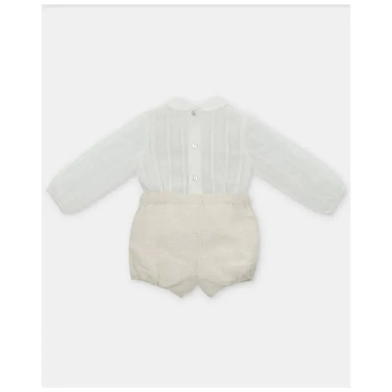 Martin Aranda - Baby Boy Set Shirt & Boys Shorts With Suspenders Tenerezza, Ivory Image 2